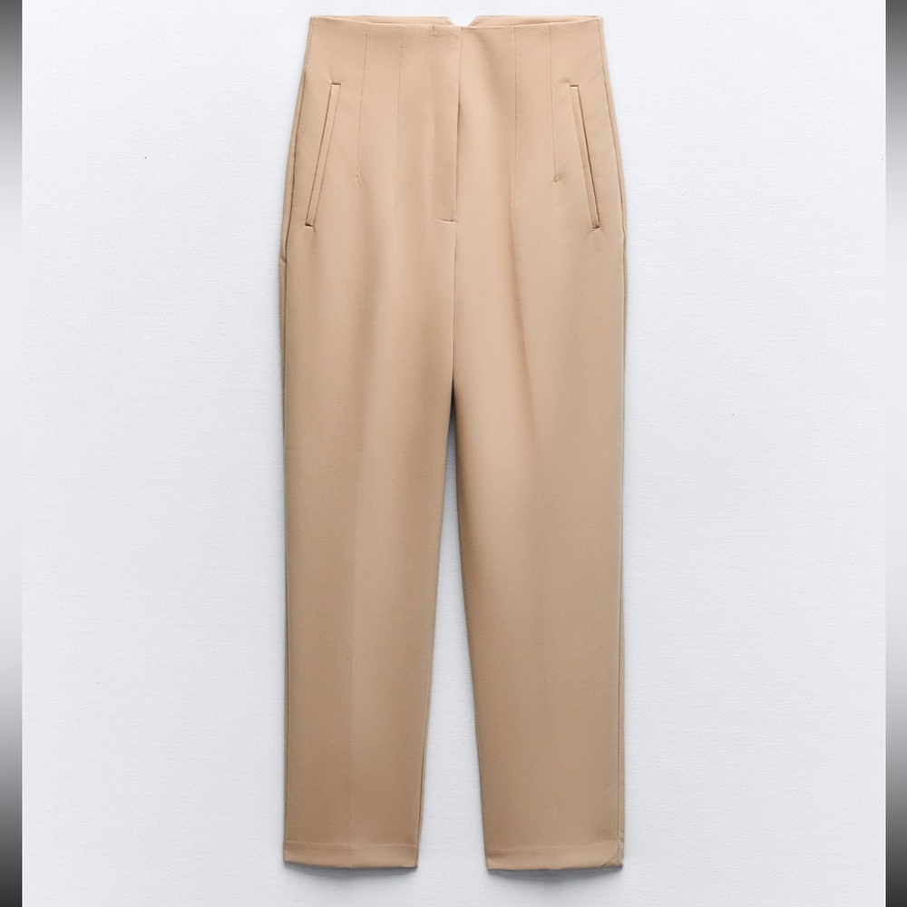 Zara High Waisted Tailored Khaki Pant